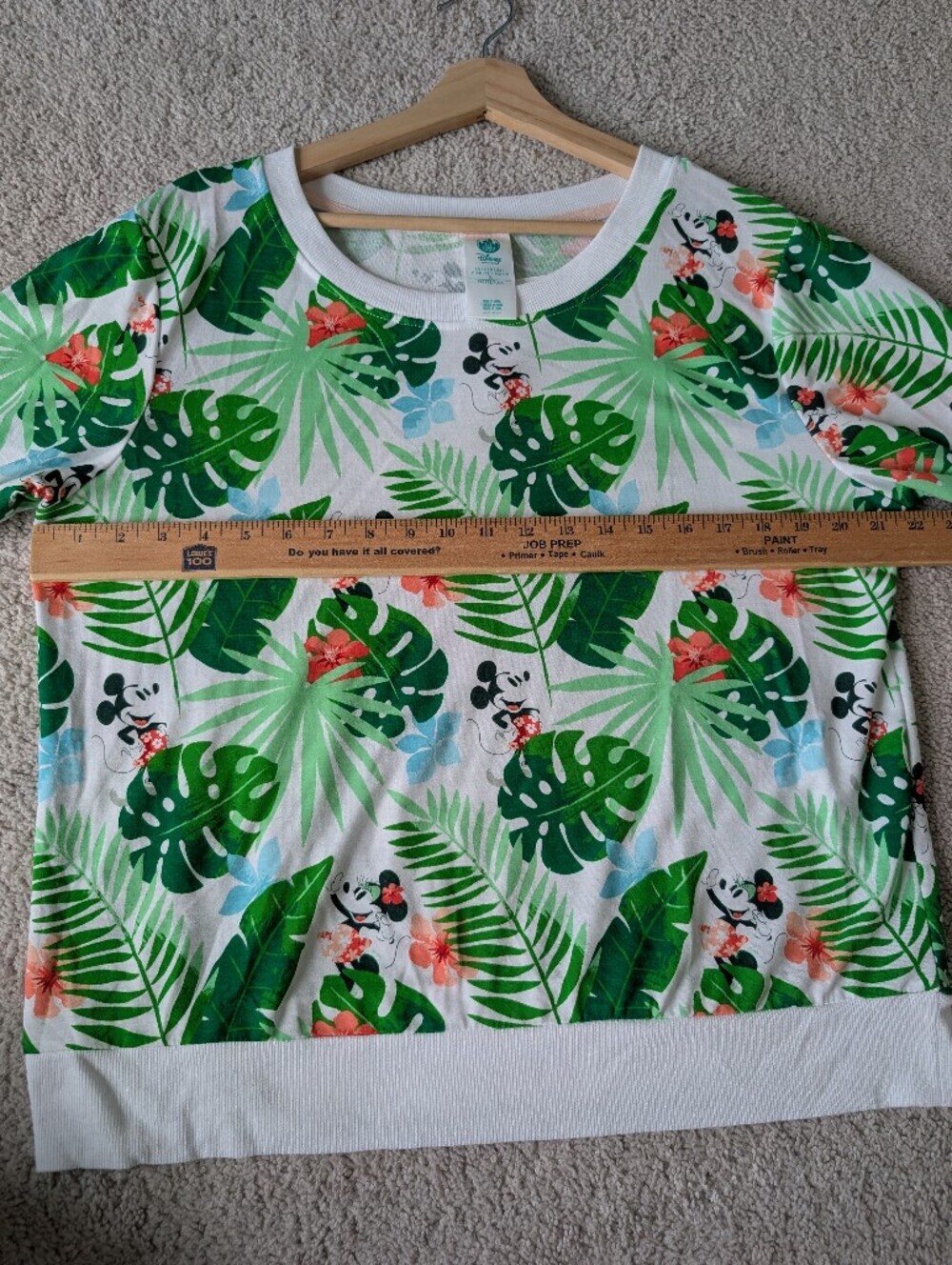 Disney Minnie Mouse Pull Over Crew Neck Tropical Floral Long Sleeve Womens Large - Picture 7 of 8